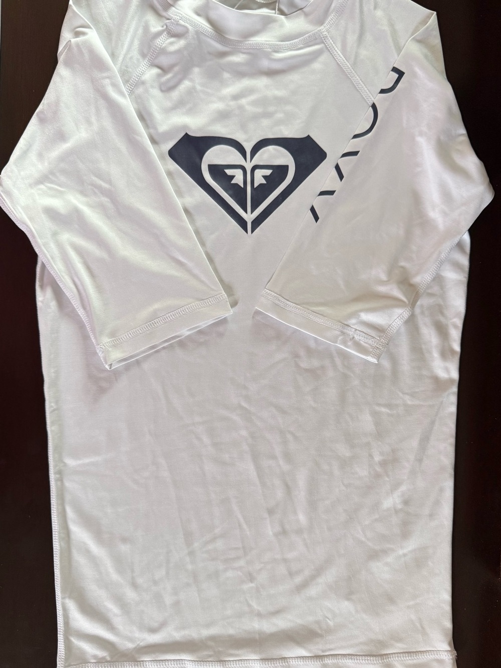 Roxy Girls White Short Sleeve Rash Guard with Black Logo